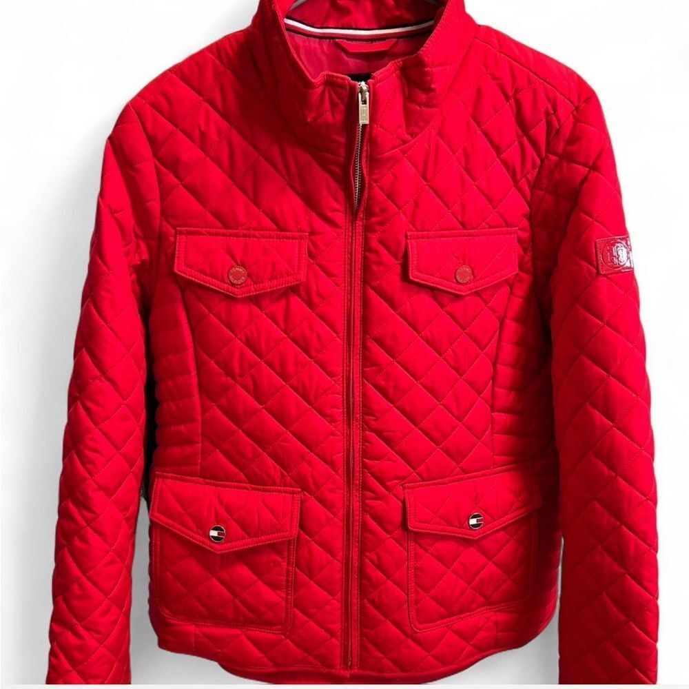 Tommy Hilfiger Vibrant Red Quilted Jacket, Women’s Size Large